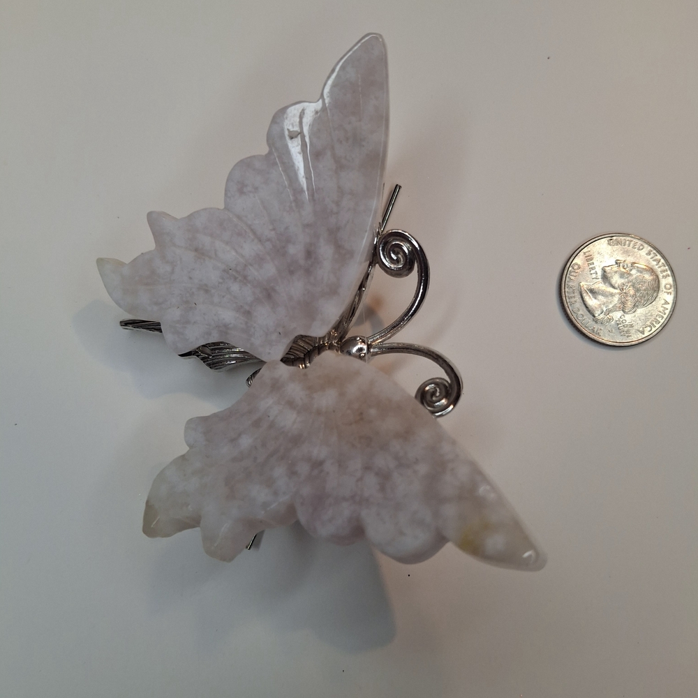 Pink Amethyst And Flower Agate Butterfly